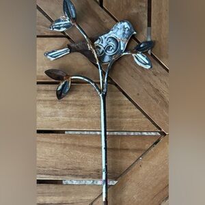 Vintage Bird Metal Yard Stake Flower Bed Potted Plants Rusty Crusty 14”